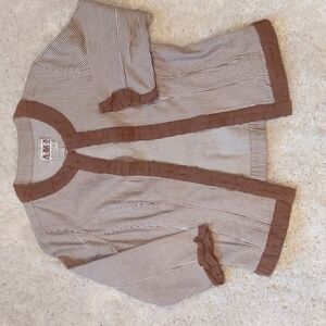 Ami 3/4 Sleeve Brown Ticking Striped Jacket